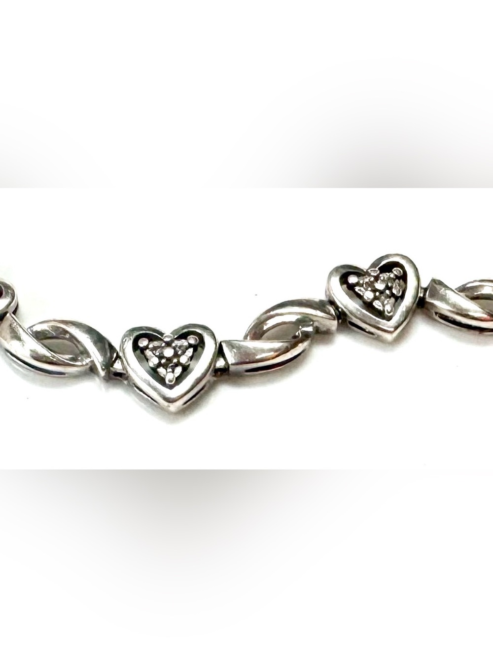 Sterling Silver and Diamond Heart Bracelet Lovely